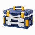 Boîte à outils 50 x 30 x 30 cm en plastique bleu jaune et gris avec tiroirs et poignée