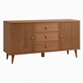 Buffet 160 cm en bois marron à 3 tiroirs et 2 portes style rétro
